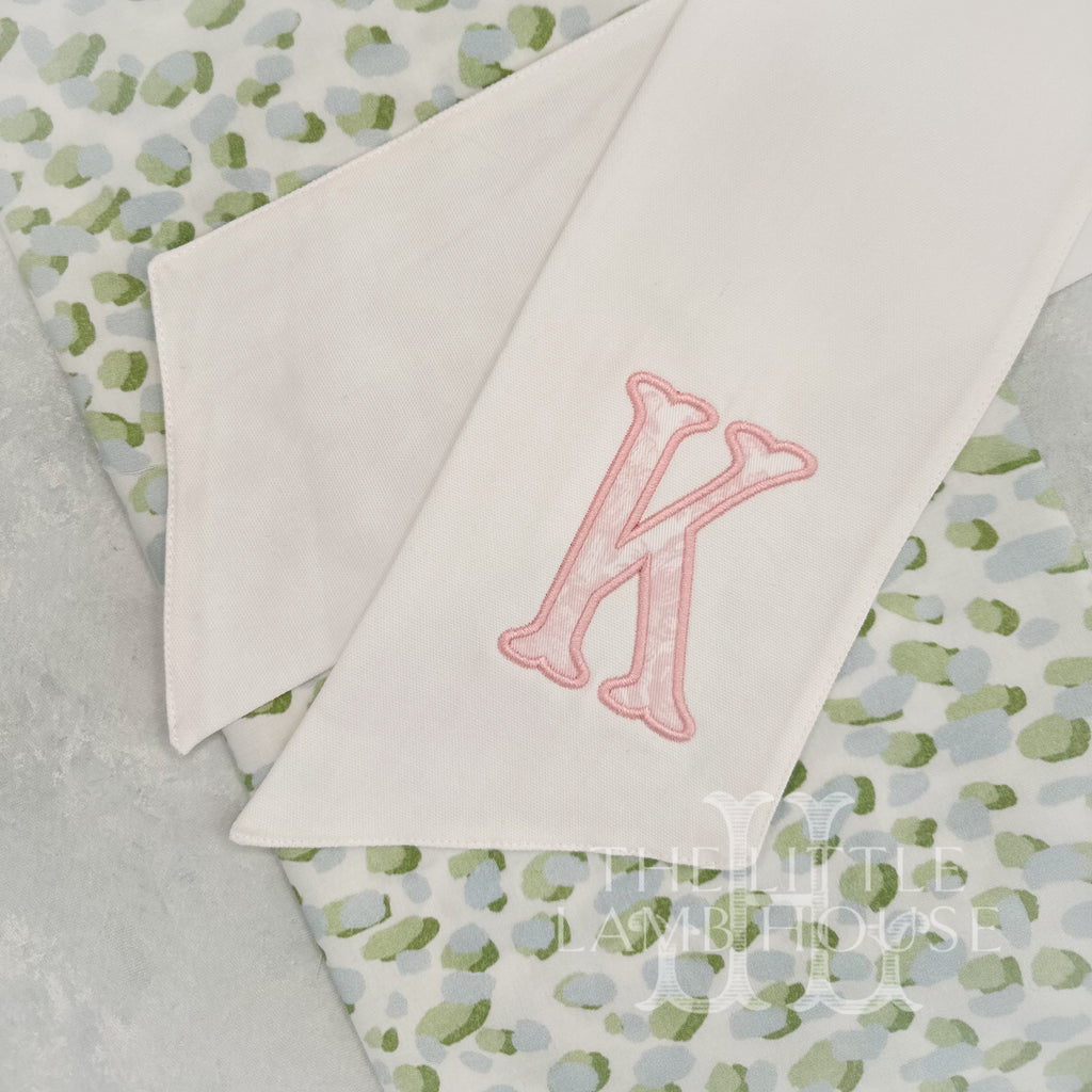 Toile Applique Initial Wreath Sash