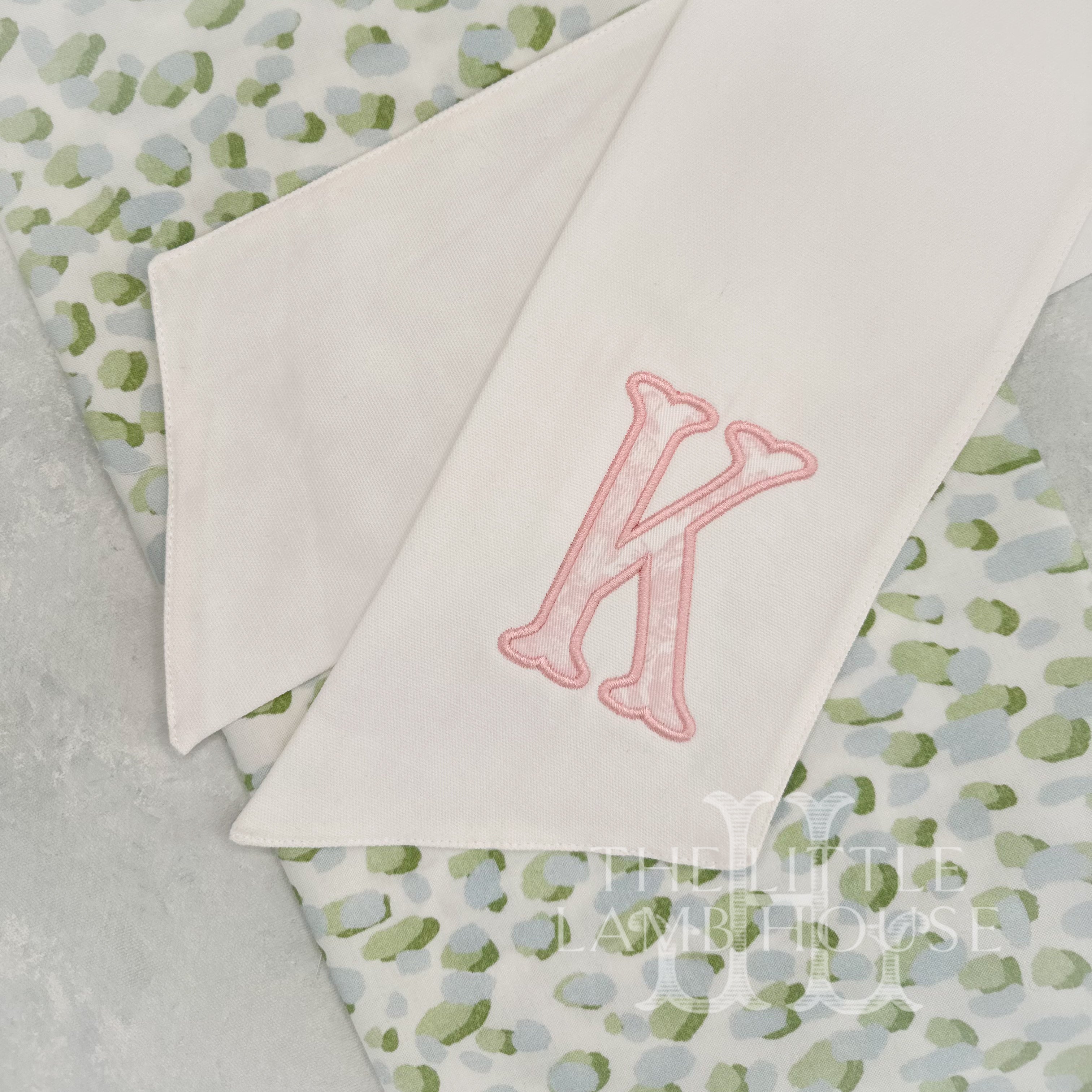Toile Applique Initial Wreath Sash