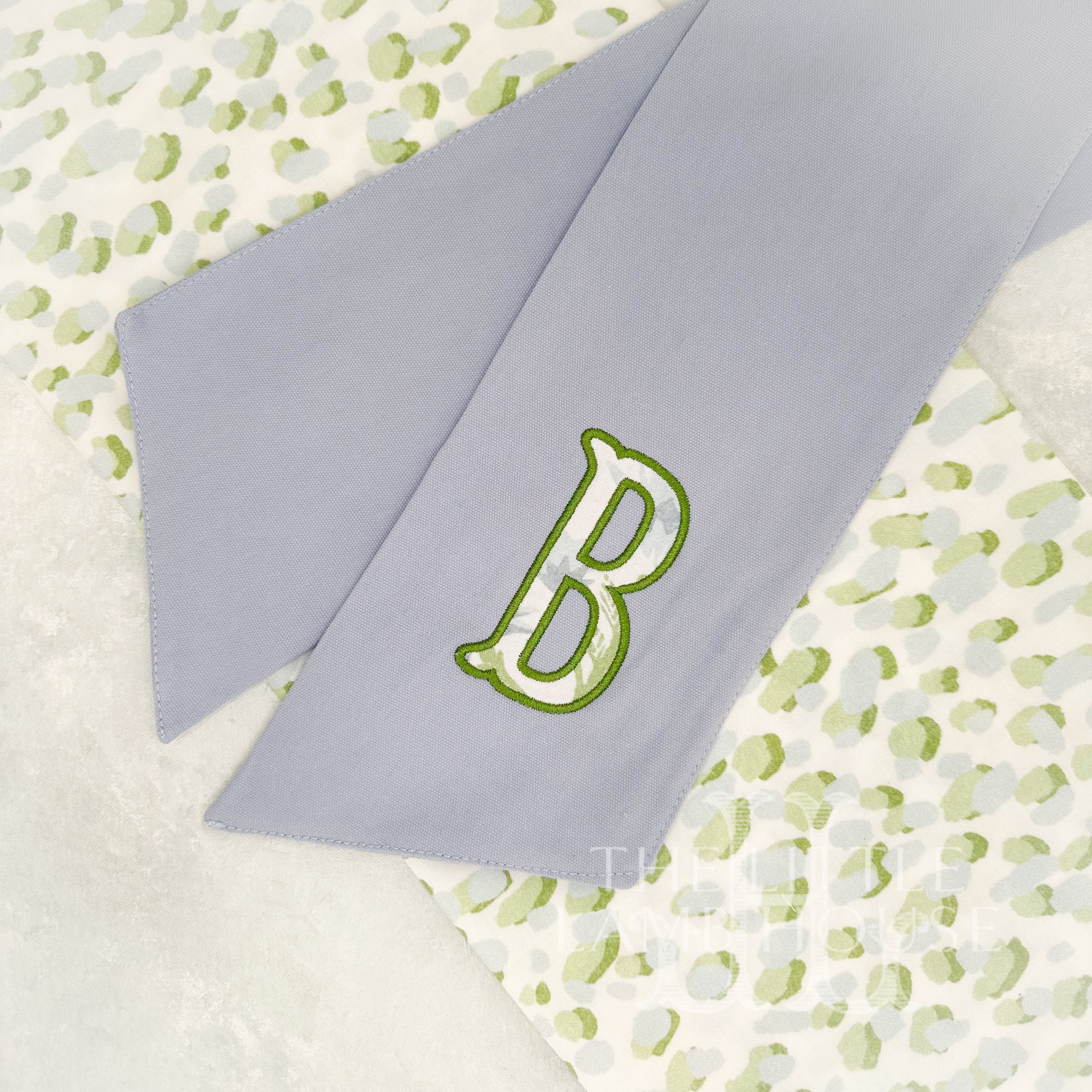 Blue Block Print Wreath Sash