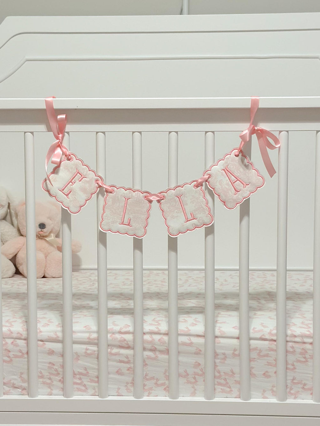 Pink Toile Name Banner