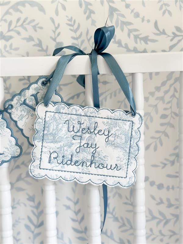 Baby Name Sign – Blue Toile