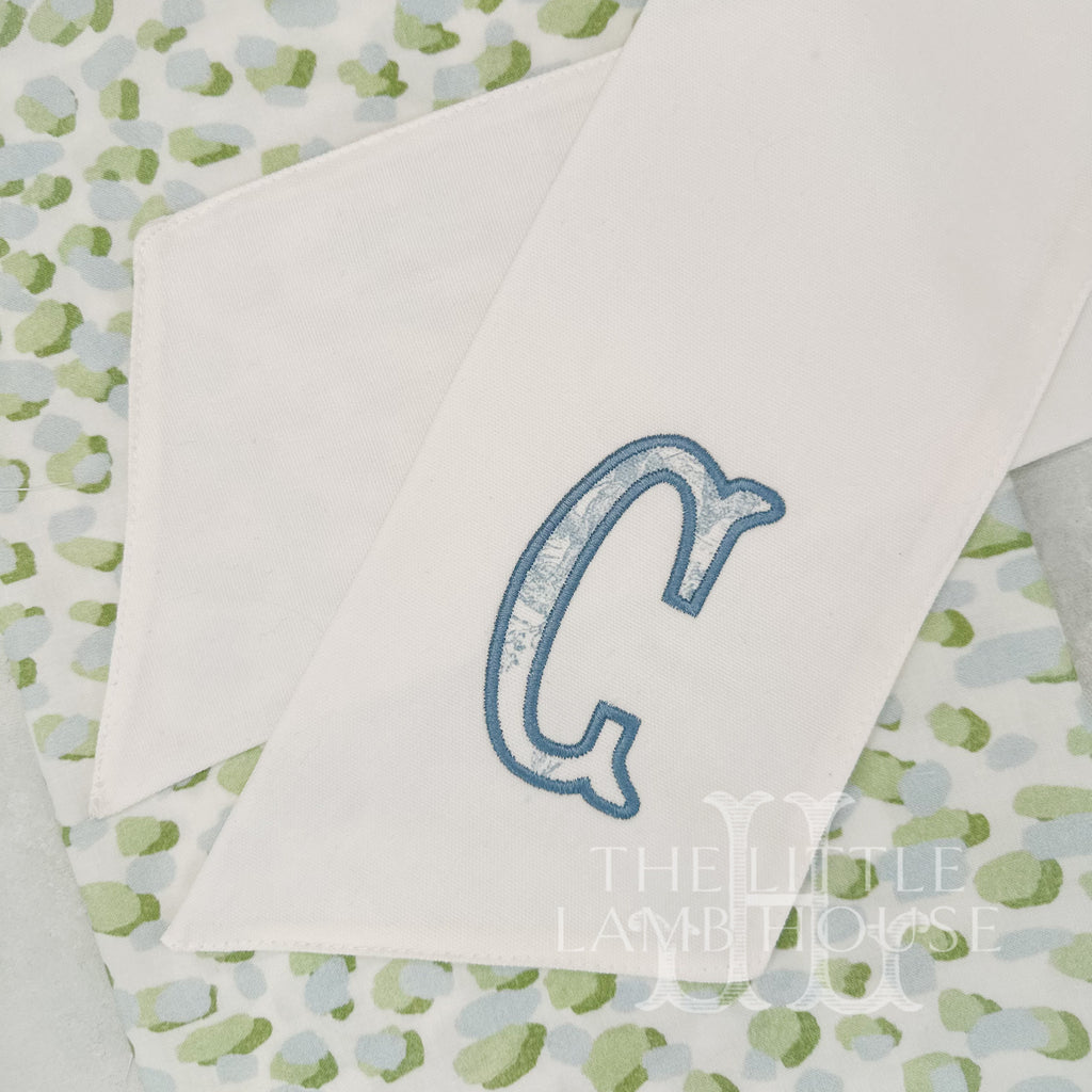 Toile Applique Initial Wreath Sash