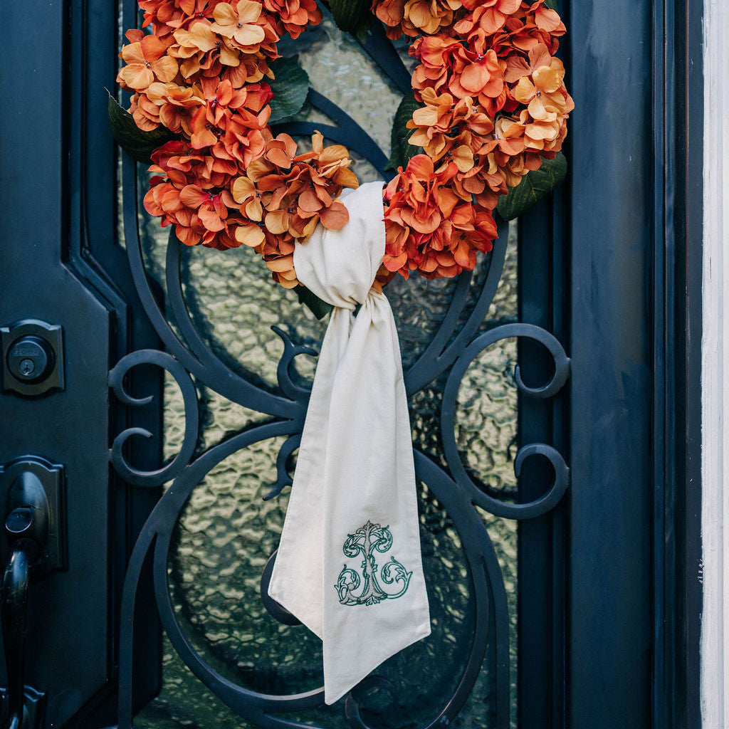 Fall Monogrammed Wreath Sash