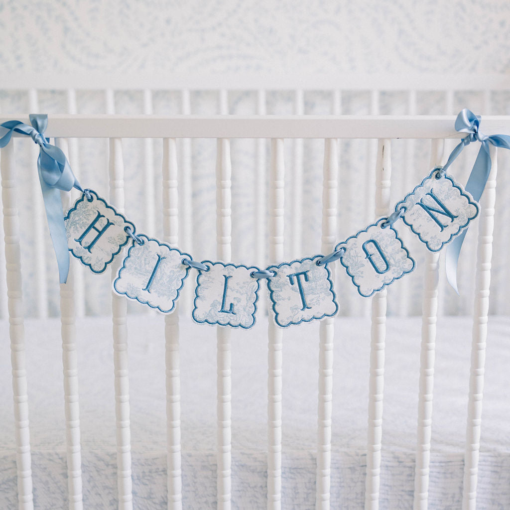 Blue Toile Name Banner