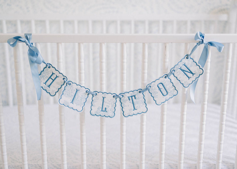 Blue Toile Name Banner