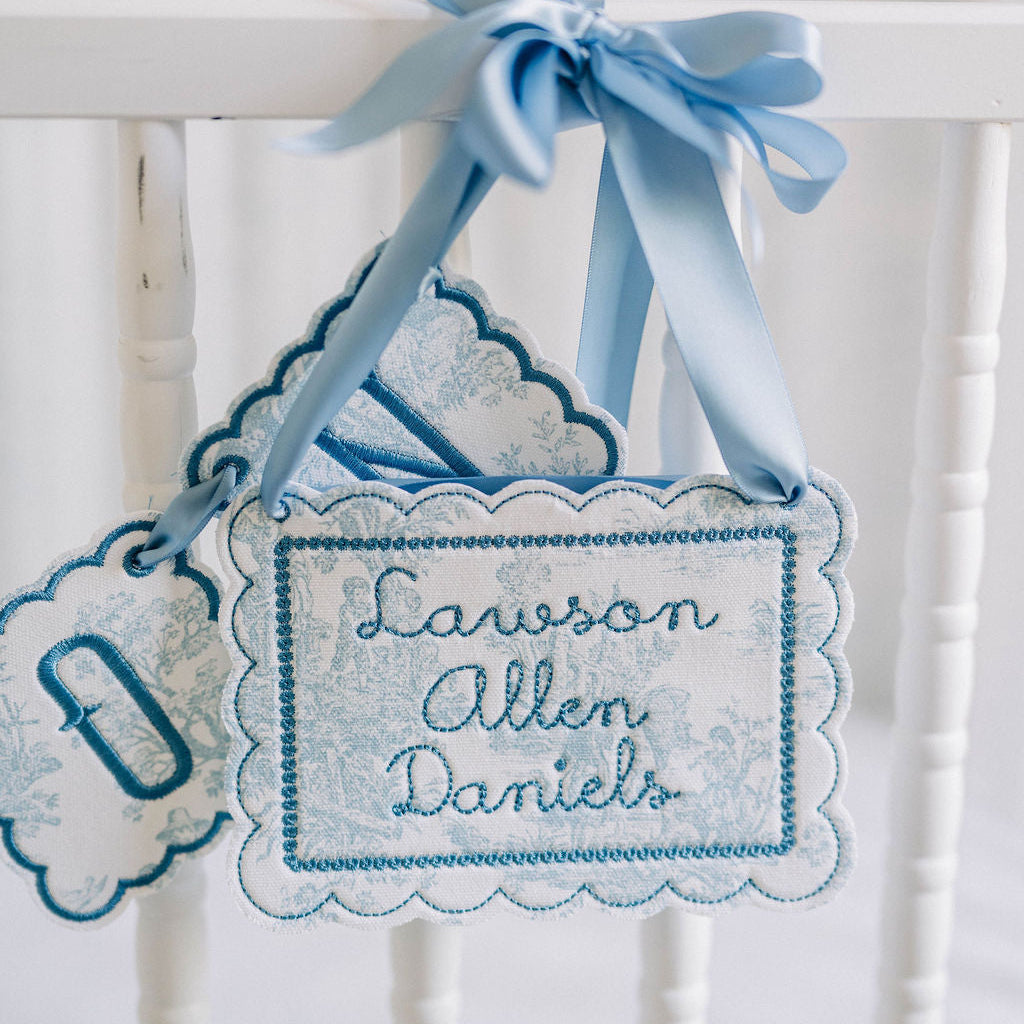 Baby Name Sign – Blue Toile