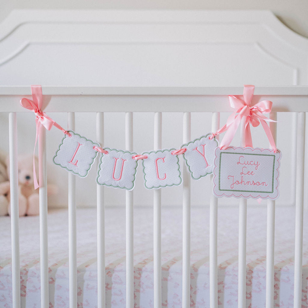 Name Banner – Pink & Green Dot