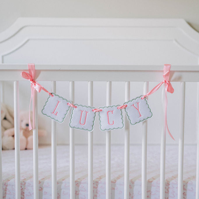 Name Banner – Pink & Green Dot