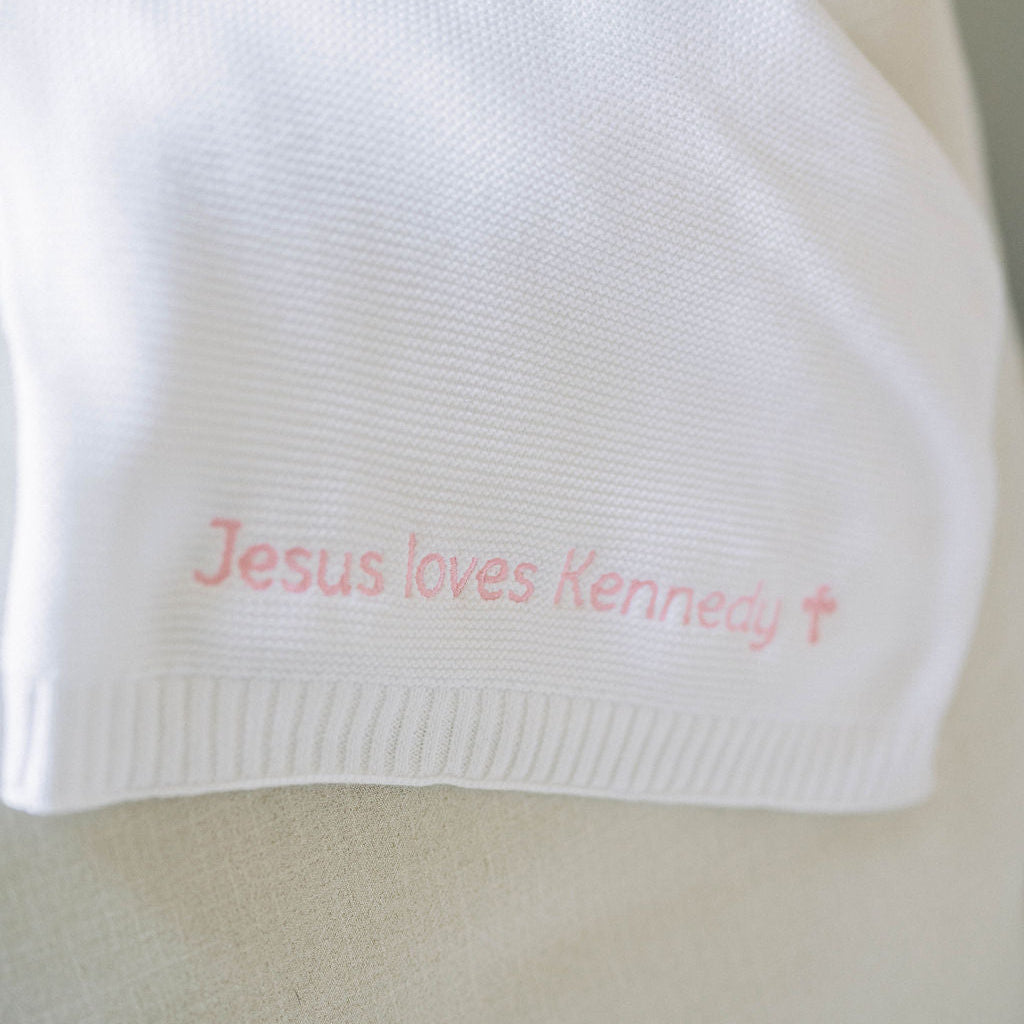 Jesus loves baby blanket