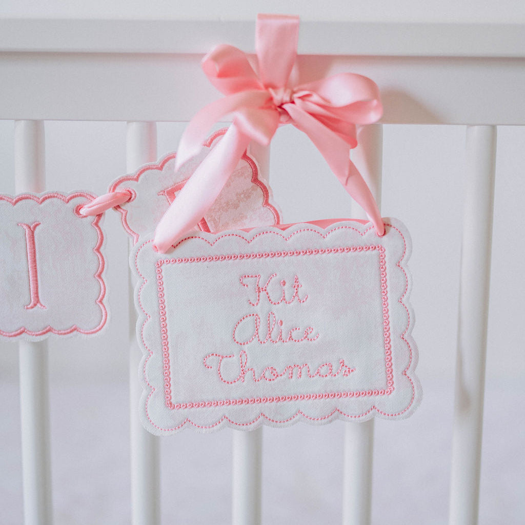 Baby Name Sign – Pink Toile
