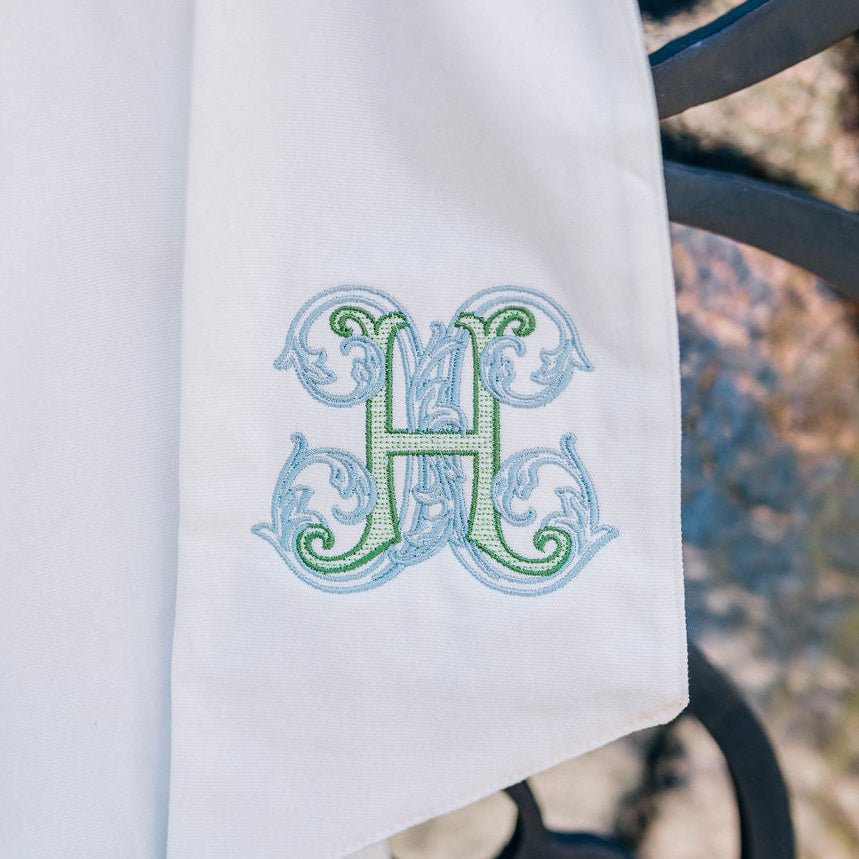 Classic Blue & Green Monogrammed Wreath Sash