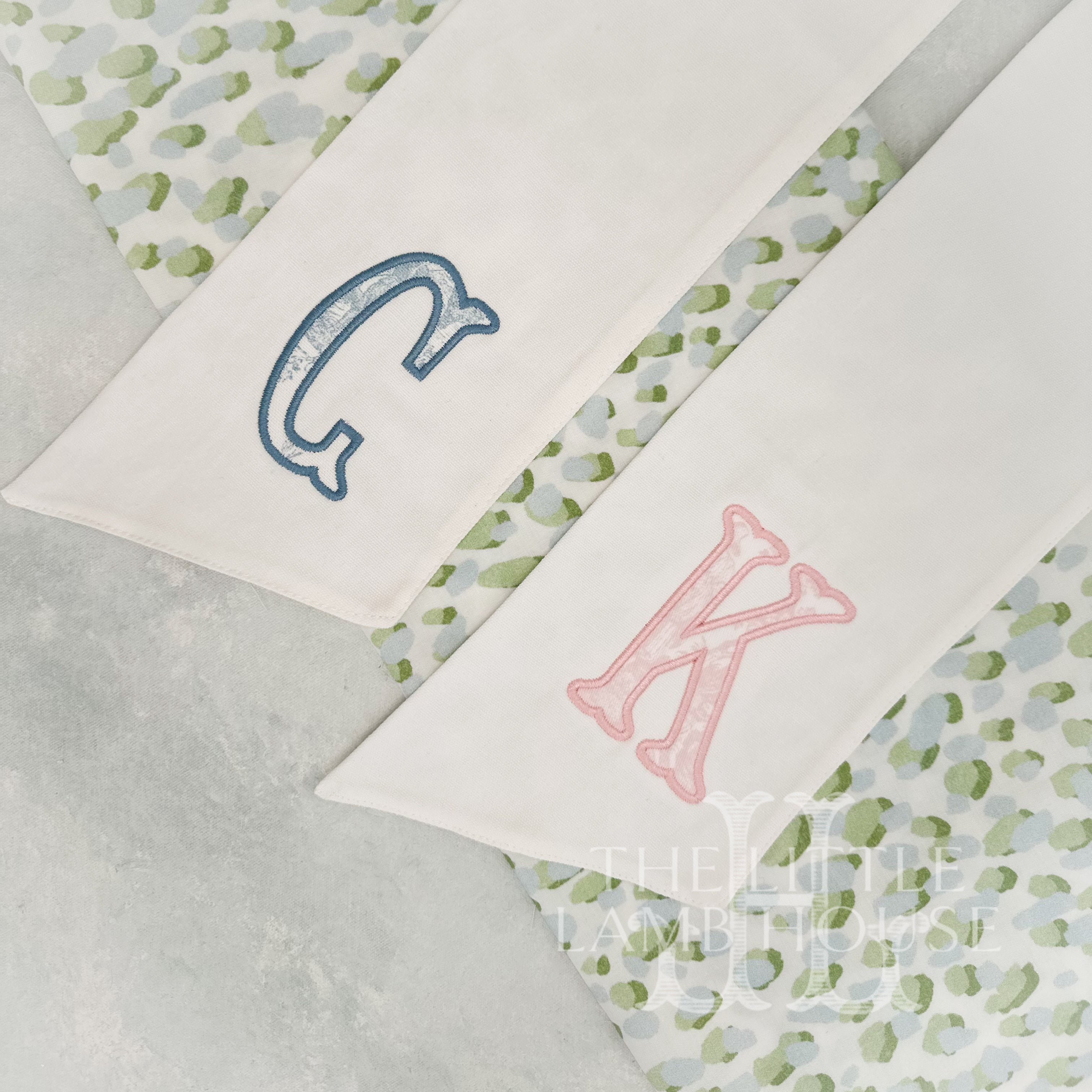 Toile Applique Initial Wreath Sash