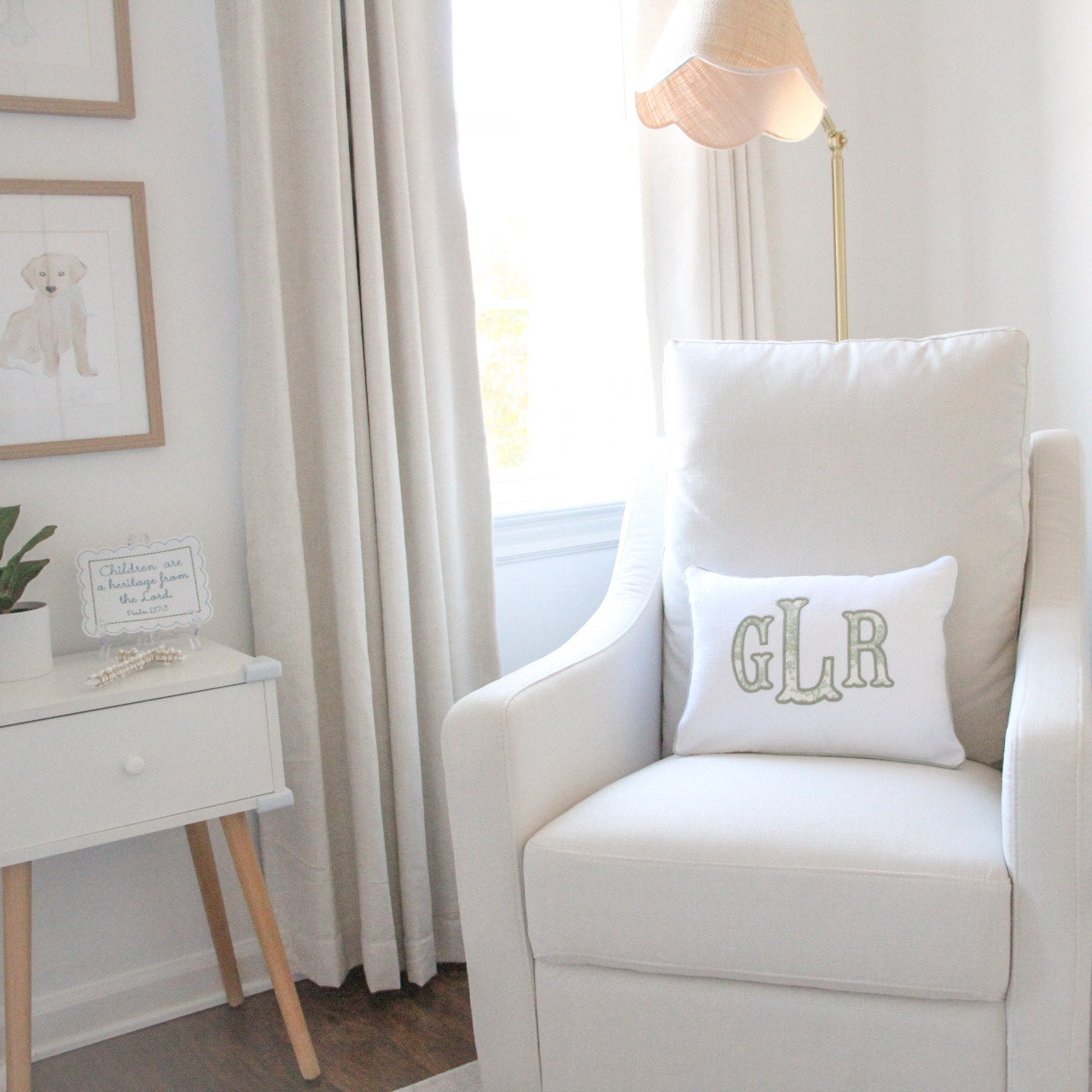 Green Toile Appliqué Pillow Cover