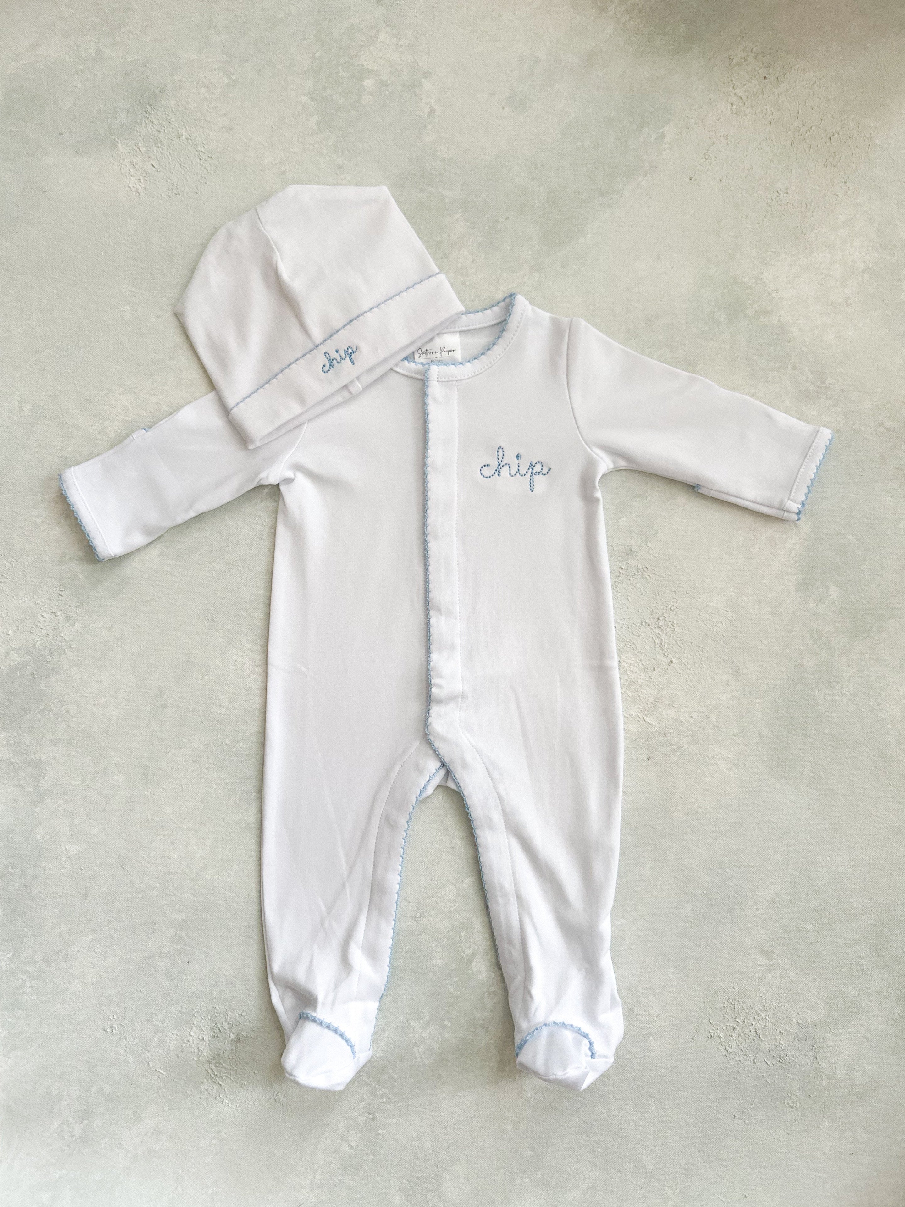 Heirloom Blue Trim Newborn Set