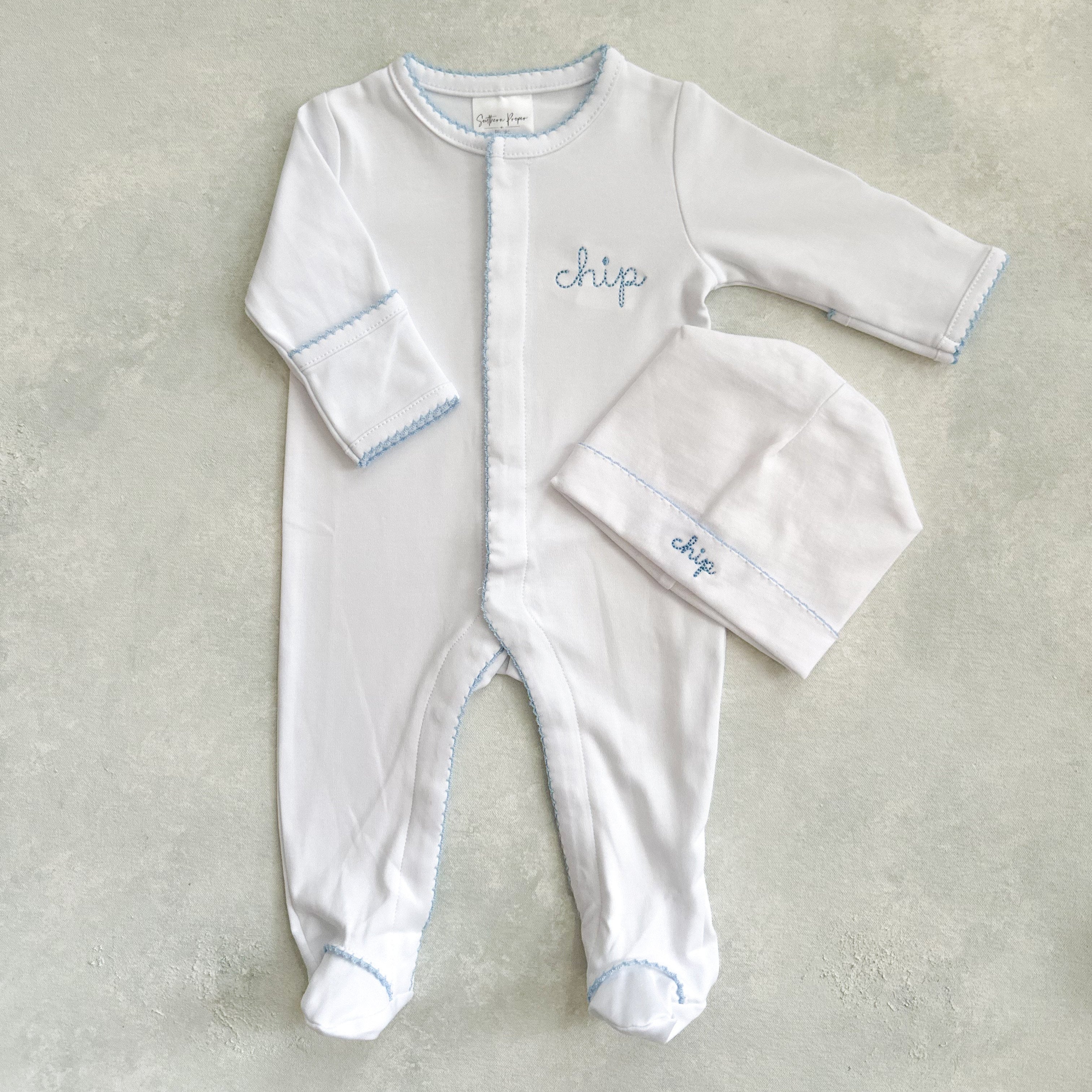 Heirloom Blue Trim Newborn Set