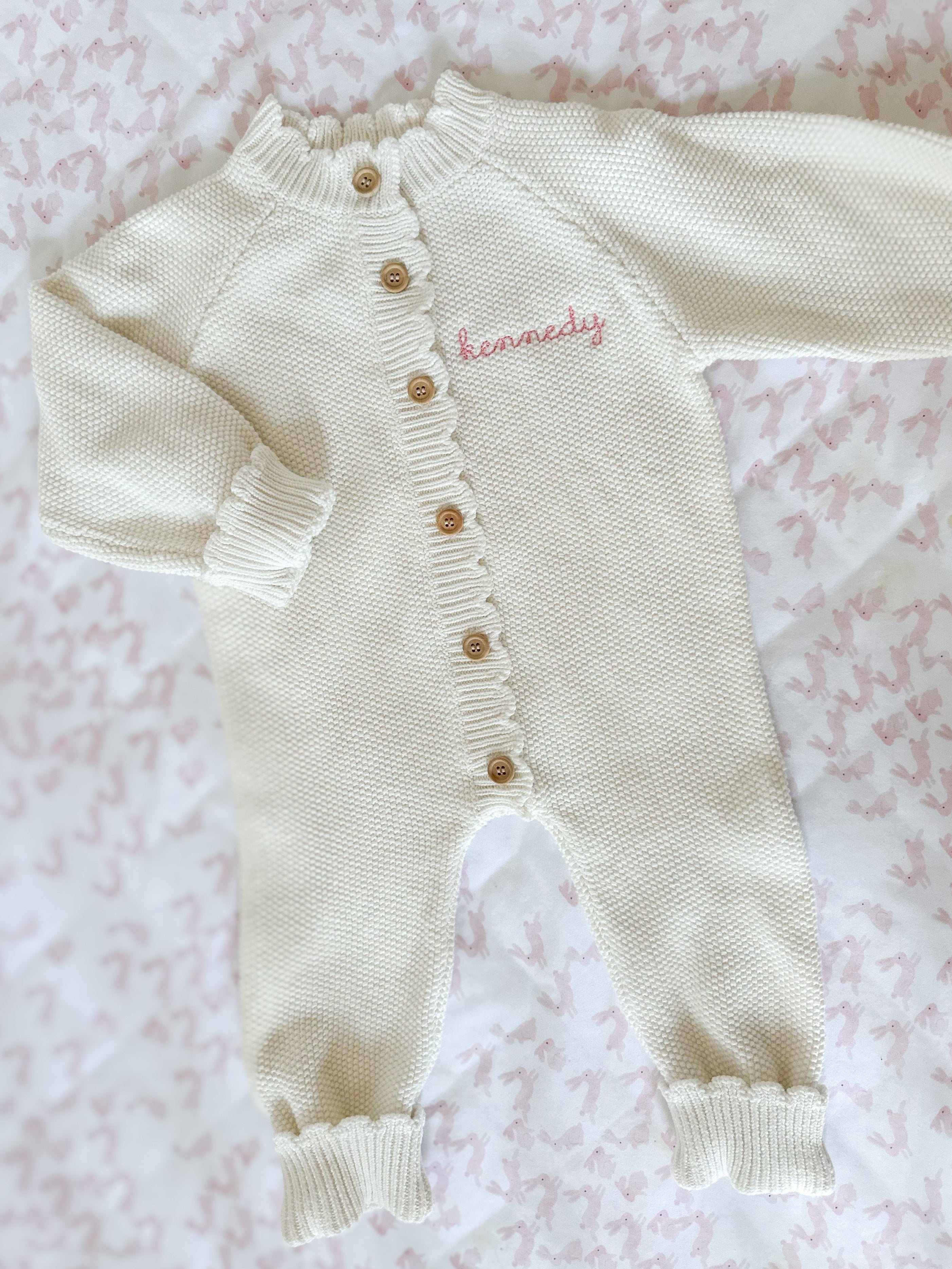 Scalloped Knit Baby Romper
