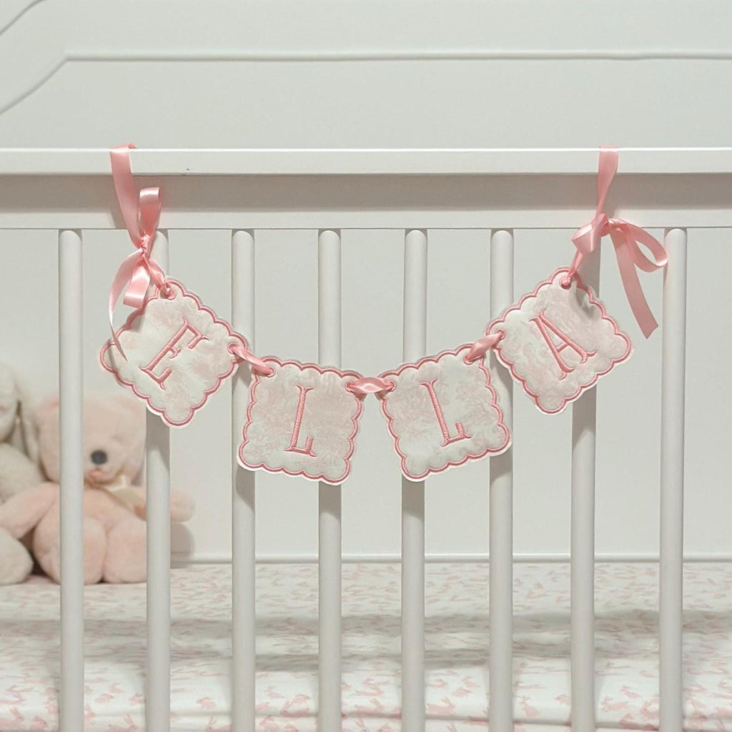 Pink Toile Name Banner
