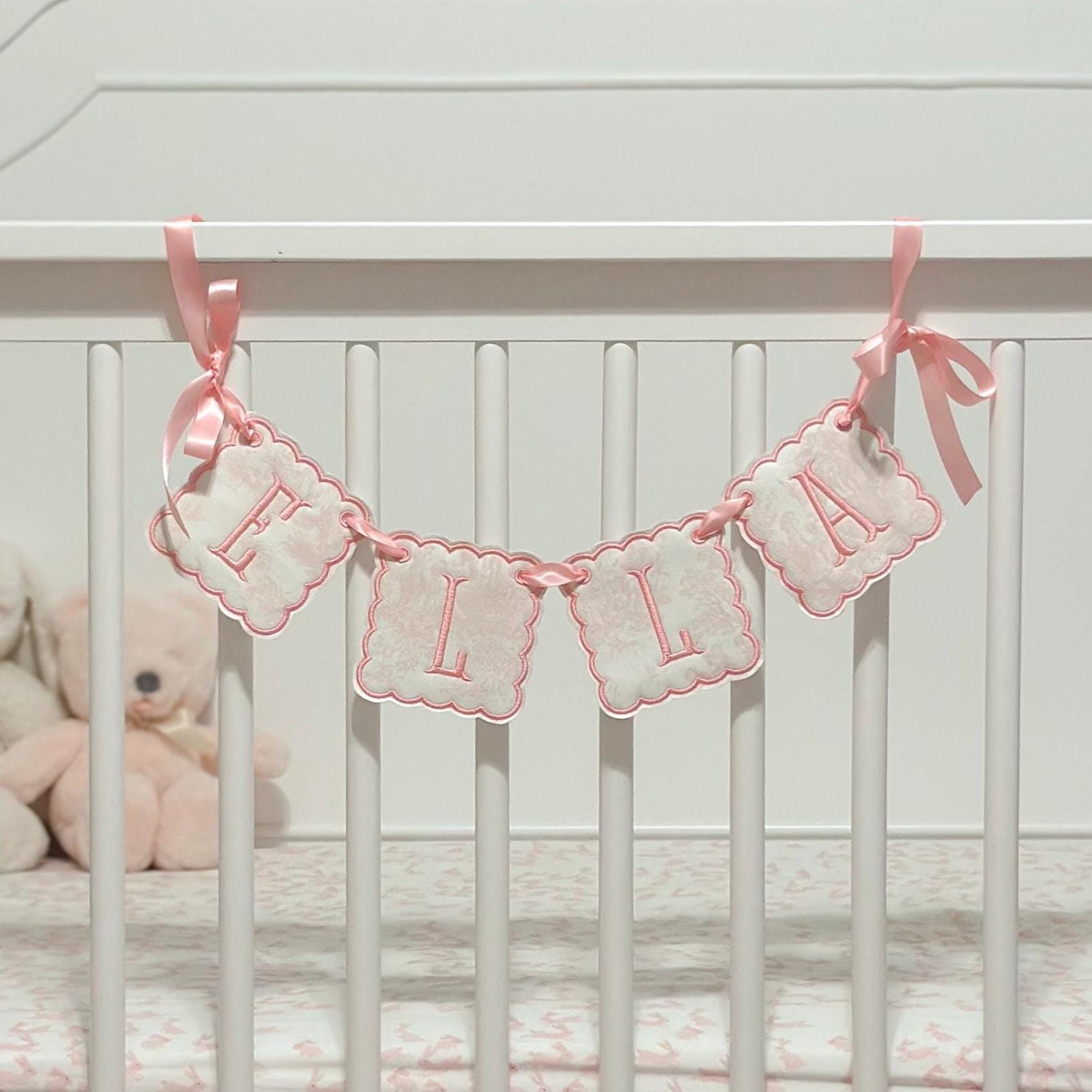 Pink Toile Name Banner