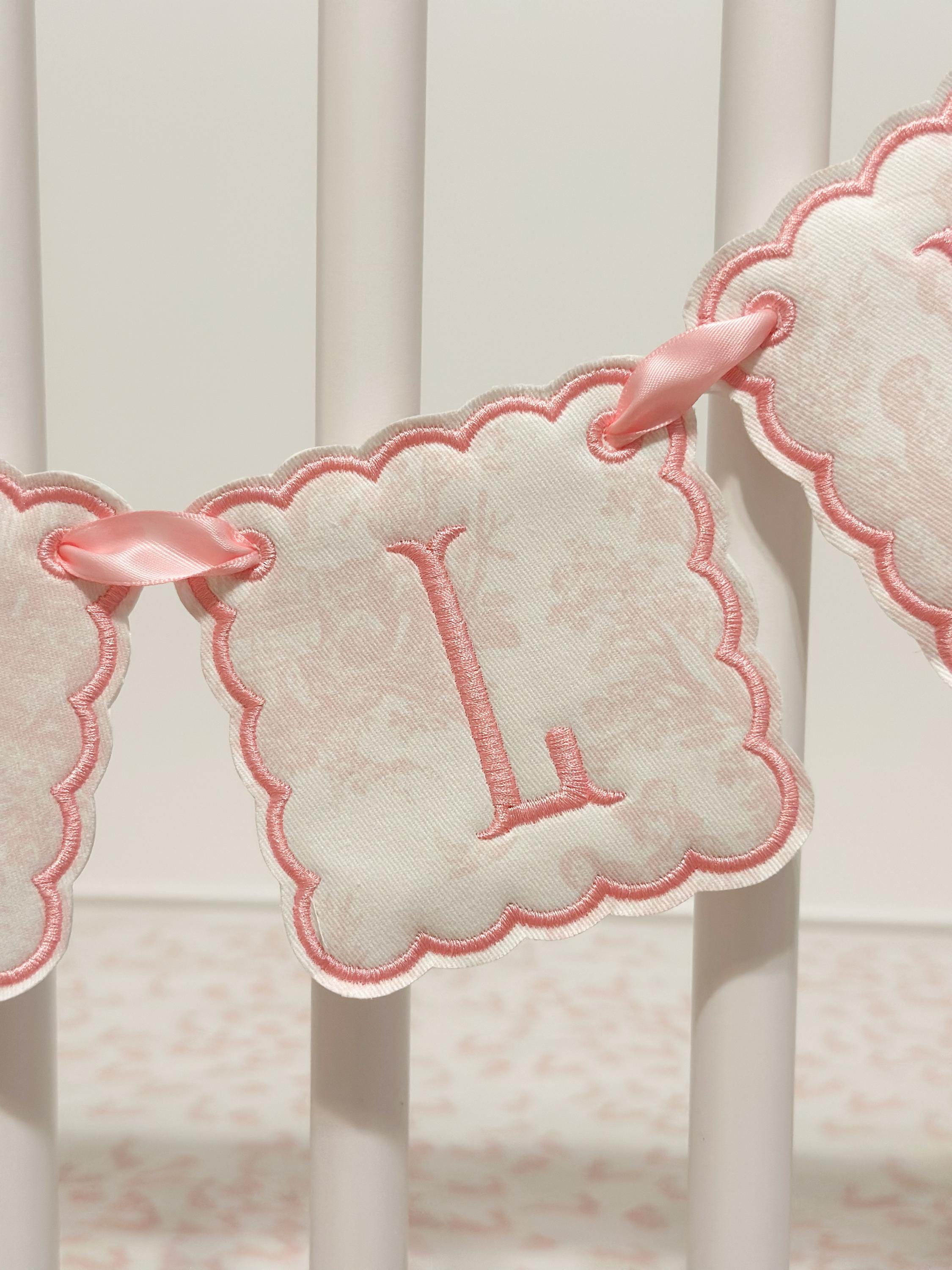 Pink Toile Name Banner